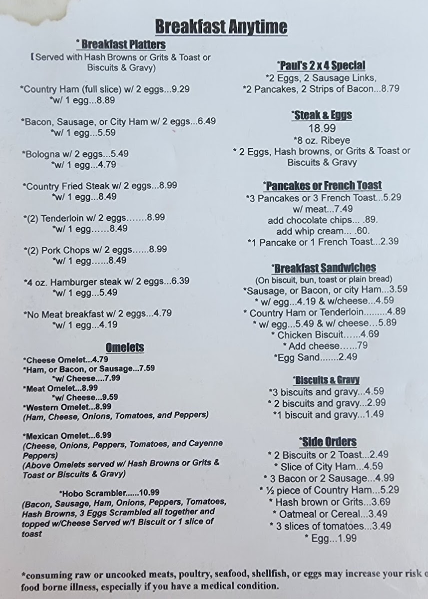 Paul & Jackie's Country Kitchen Menu - Image 5